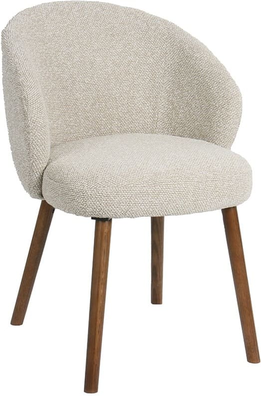 LABEL51 Eetkamerstoel Shiro - Naturel - Royal Boucle - Walnoot Houten Frame Naturel Eetkamerstoel