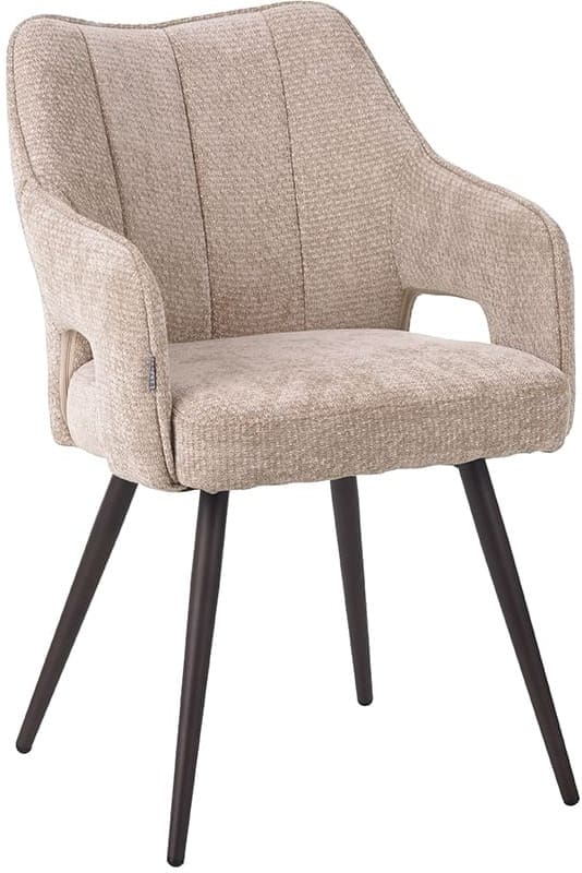 LABEL51 Eetkamerstoel Stan - Clay - Elite - Brons Metalen Frame Taupe Eetkamerstoel