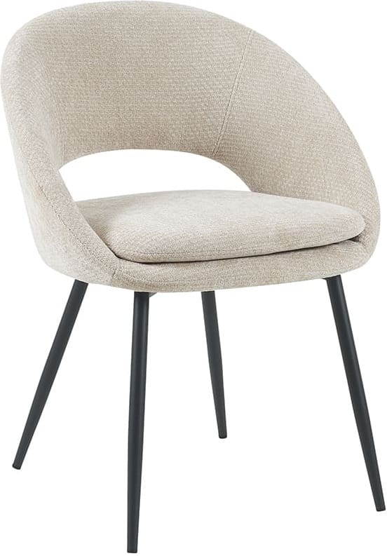 LABEL51 Eetkamerstoel Zohra - Naturel - Elite - Zwart Metalen Frame Naturel Eetkamerstoel