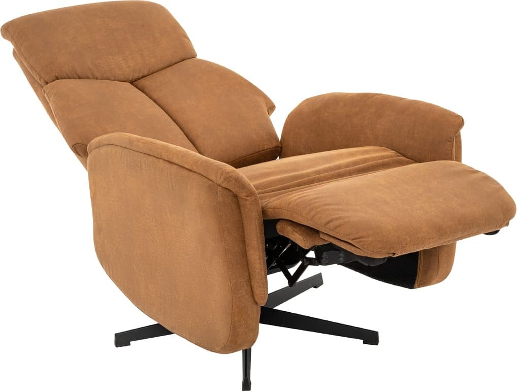 LABEL51 Fauteuil Aarhus - Cognac - Micro Suede - 2-Motorig Cognac Fauteuil