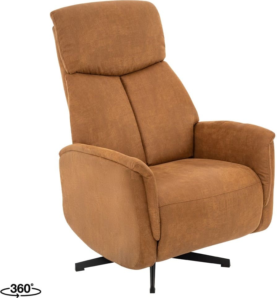 LABEL51 Fauteuil Aarhus - Cognac - Micro Suede - 2-Motorig Cognac Fauteuil