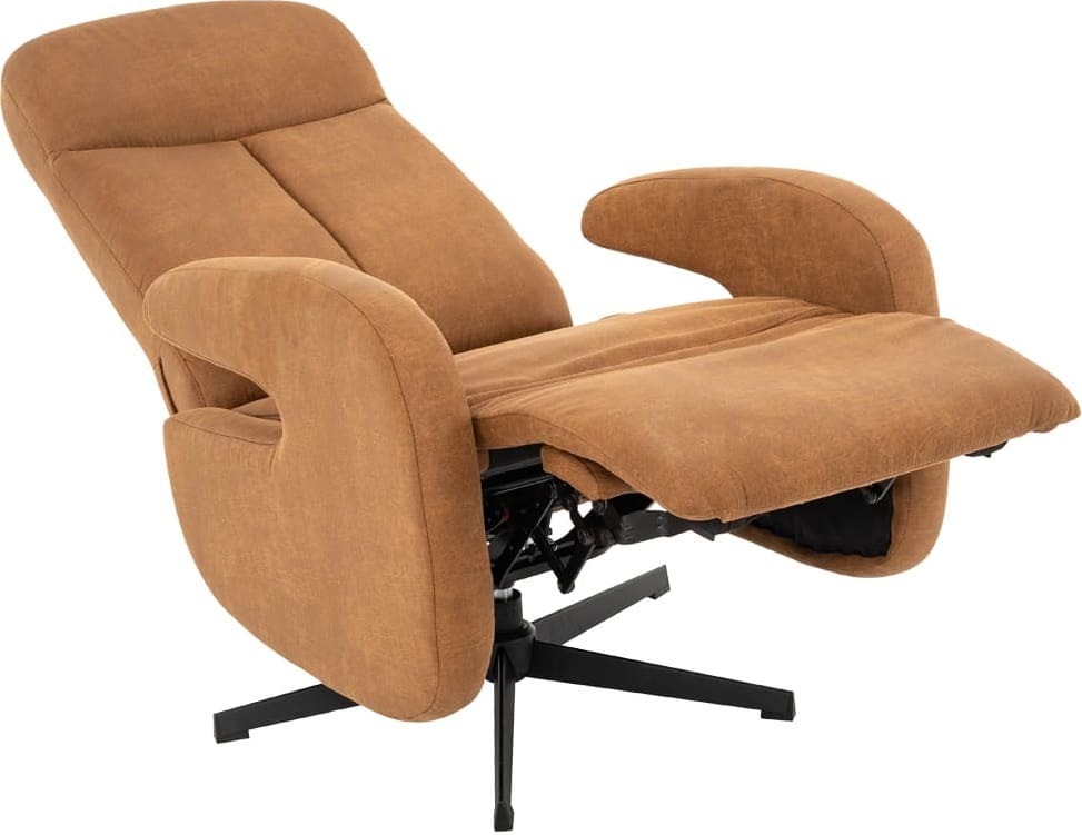 LABEL51 Fauteuil Esbjerg - Cognac - Micro Suede - Manueel Verstelbaar Cognac Fauteuil