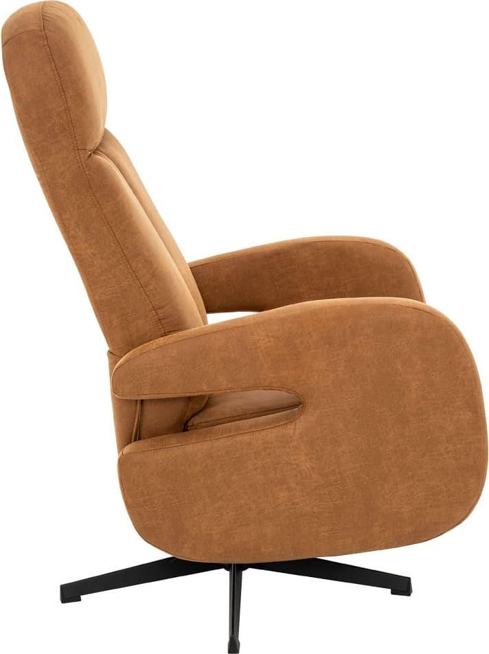 LABEL51 Fauteuil Esbjerg - Cognac - Micro Suede - Manueel Verstelbaar Cognac Fauteuil