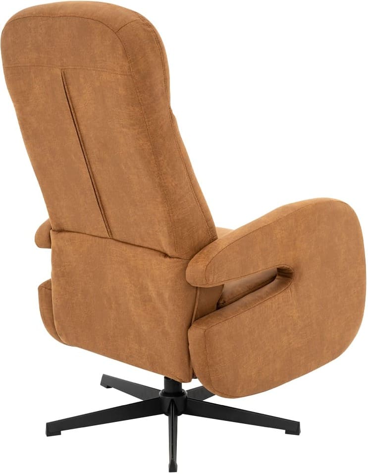 LABEL51 Fauteuil Esbjerg - Cognac - Micro Suede - Manueel Verstelbaar Cognac Fauteuil