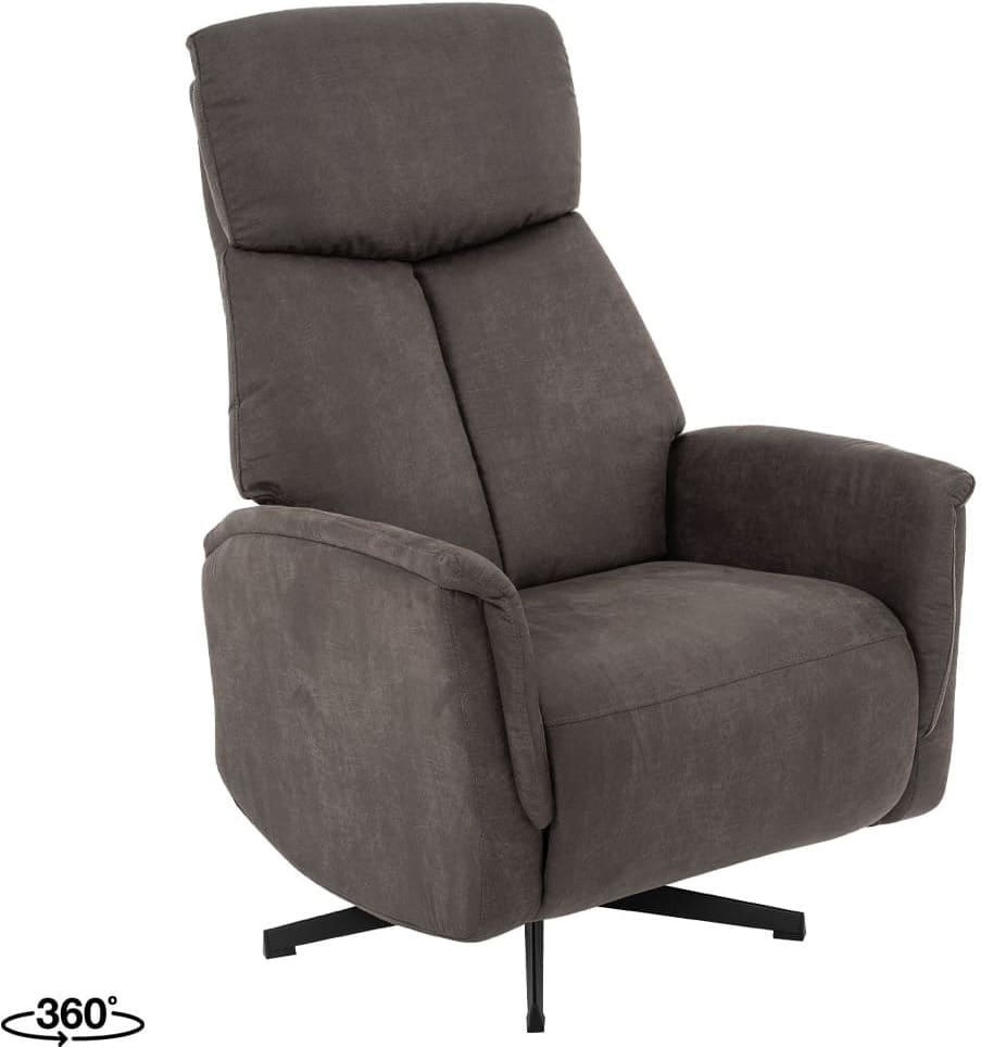 LABEL51 Fauteuil Helsinki - Antraciet - Micro Suede - Manueel Verstelbaar Antraciet Fauteuil