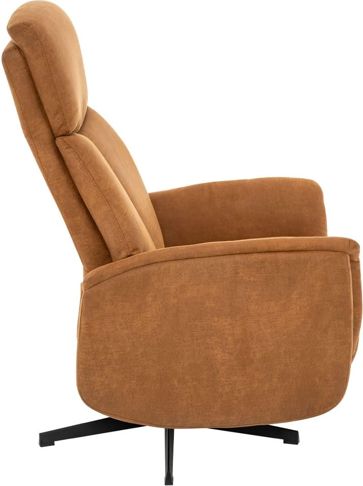 LABEL51 Fauteuil Helsinki - Cognac - Micro Suede - Manueel Verstelbaar Cognac Fauteuil
