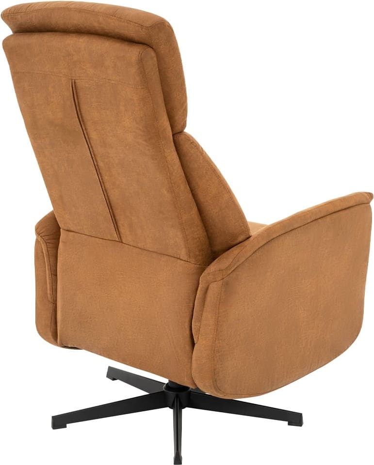 LABEL51 Fauteuil Helsinki - Cognac - Micro Suede - Manueel Verstelbaar Cognac Fauteuil