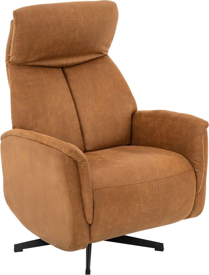 LABEL51 Fauteuil Helsinki - Cognac - Micro Suede - Manueel Verstelbaar Cognac Fauteuil