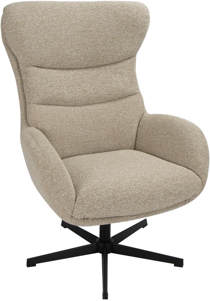 LABEL51 Fauteuil Malmo - Naturel - Royal Boucle - Incl. Hocker Naturel Fauteuil
