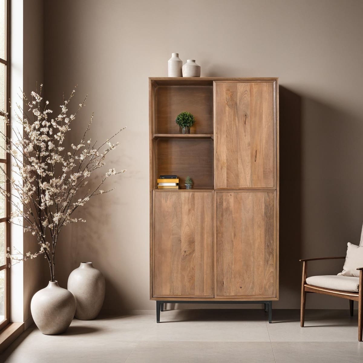 Livingfurn Kast Ravenstein 90cm Bruin|Naturel Kast