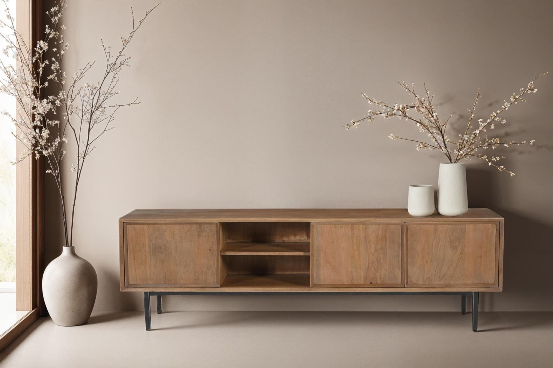 Livingfurn Tv-dressoir Ravenstein 180cm Bruin|Naturel Tv-meubel|Tv-dressoir
