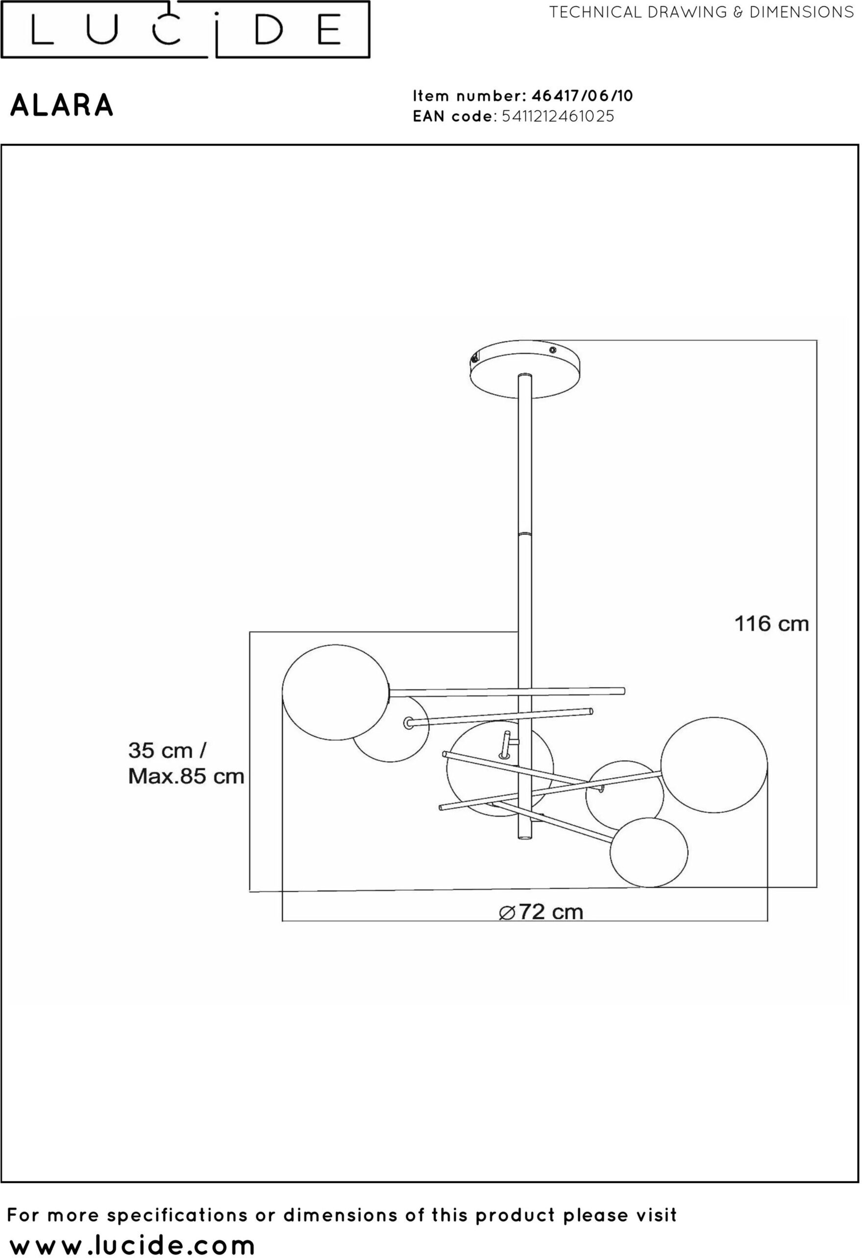 Alara Hanglamp Ø72 cm Led G4 - Goud Lucide Hanglamp 46417/06/10