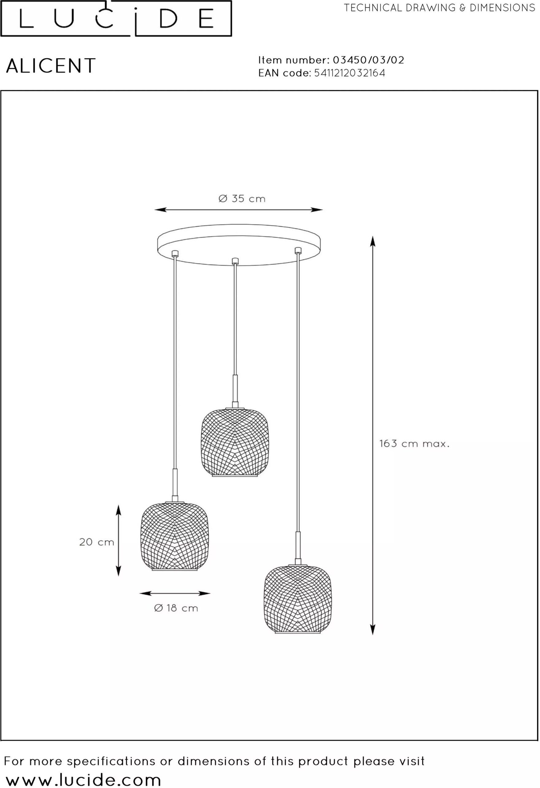 Alicent Hanglamp Ø35 cm - Mat Goud / Messing Lucide Hanglamp 03450/03/02