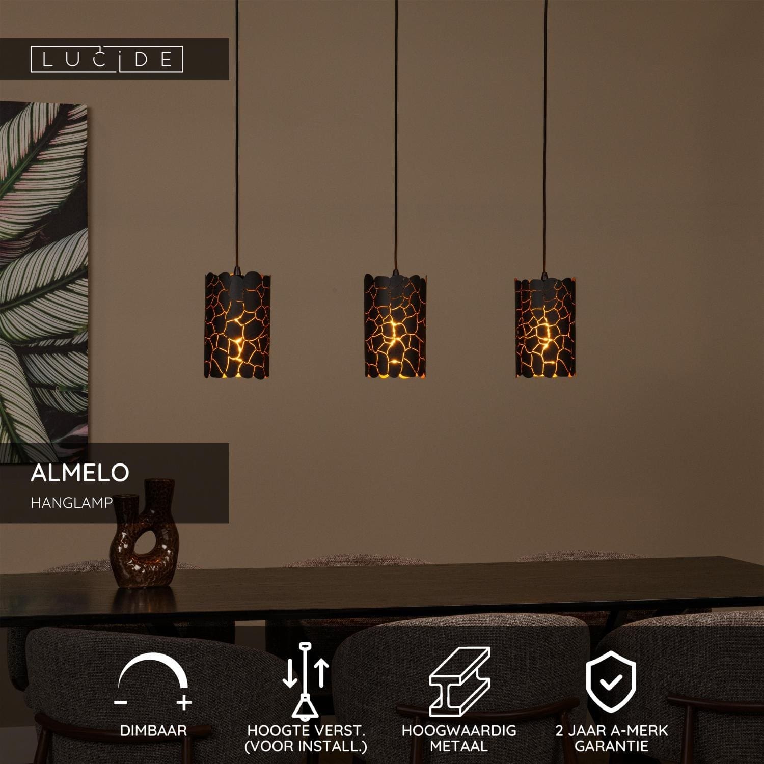 Almelo Hanglamp - Zwart Lucide Hanglamp 21434/03/30