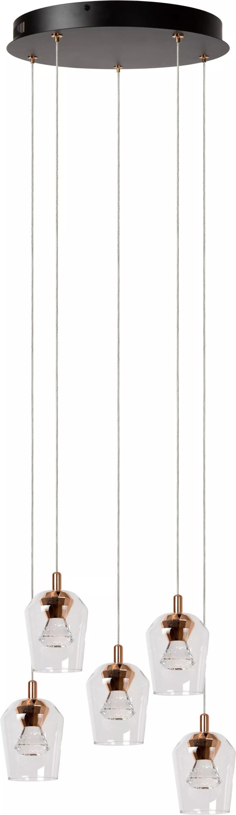 Berliane Hanglamp Ø34 cm Led Dimb. 5x4w 2700k - Transparant | Essential Lucide Hanglamp 00430/21/60
