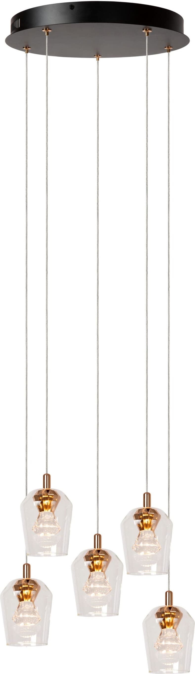 Berliane Hanglamp Ø34 cm Led Dimb. 5x4w 2700k - Transparant | Essential Lucide Hanglamp 00430/21/60