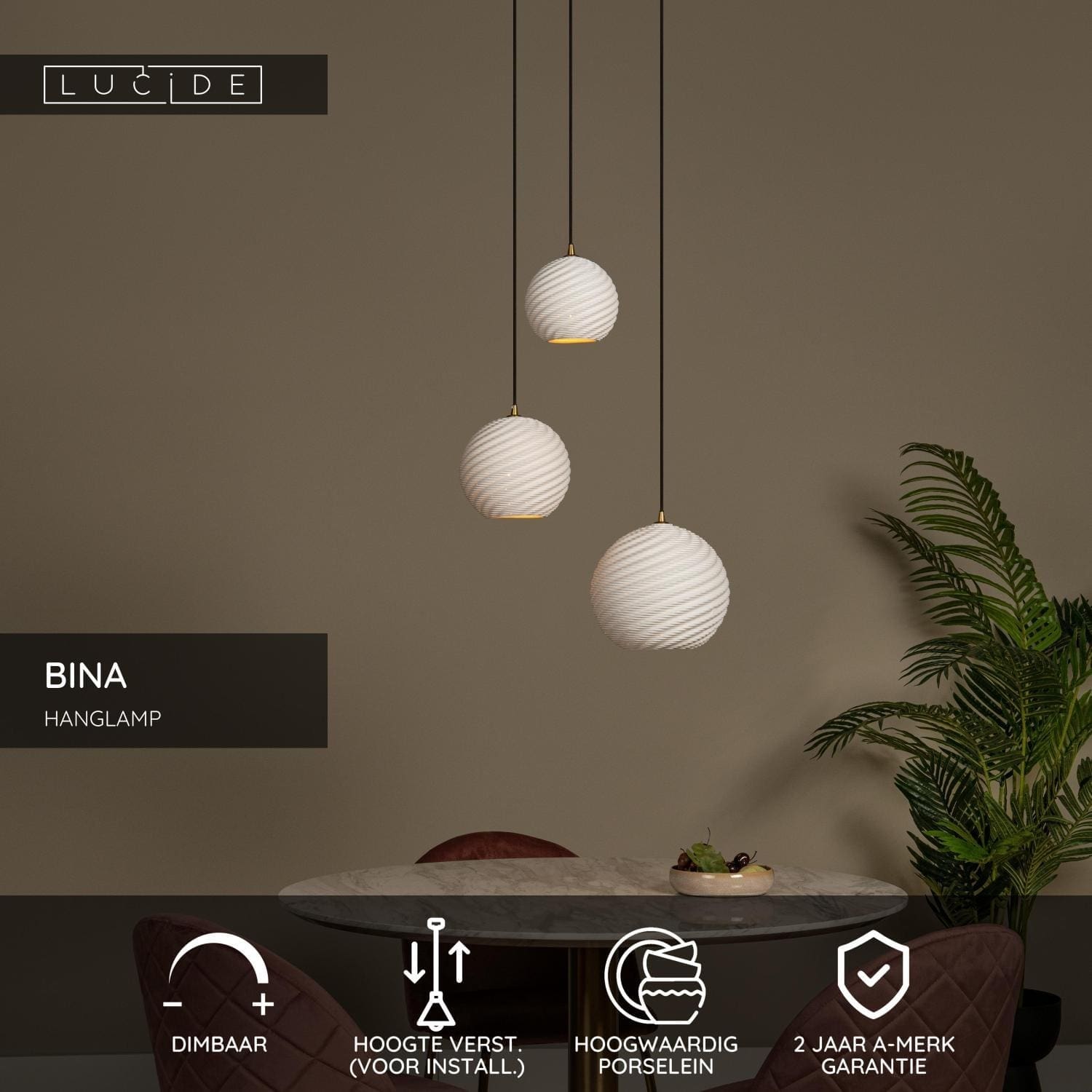 Bina Hanglamp Ø40 cm - Wit Lucide Hanglamp 13451/03/31