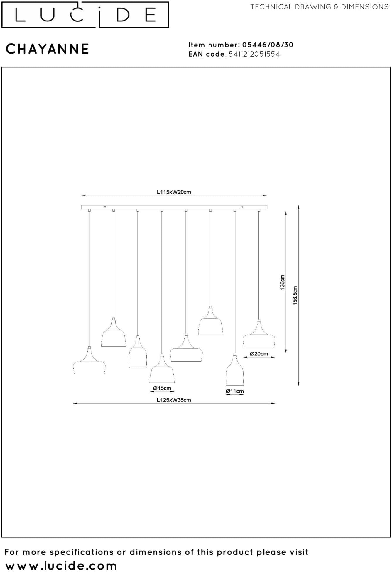 Chayanne Hanglamp - Zwart Lucide Hanglamp 05446/08/30
