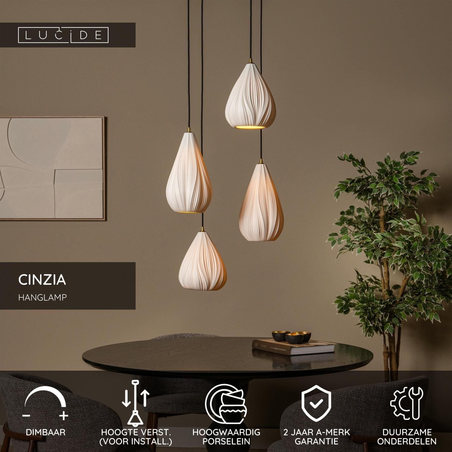 Cinzia Hanglamp Ø55,5 cm - Wit Lucide Hanglamp 13452/04/31