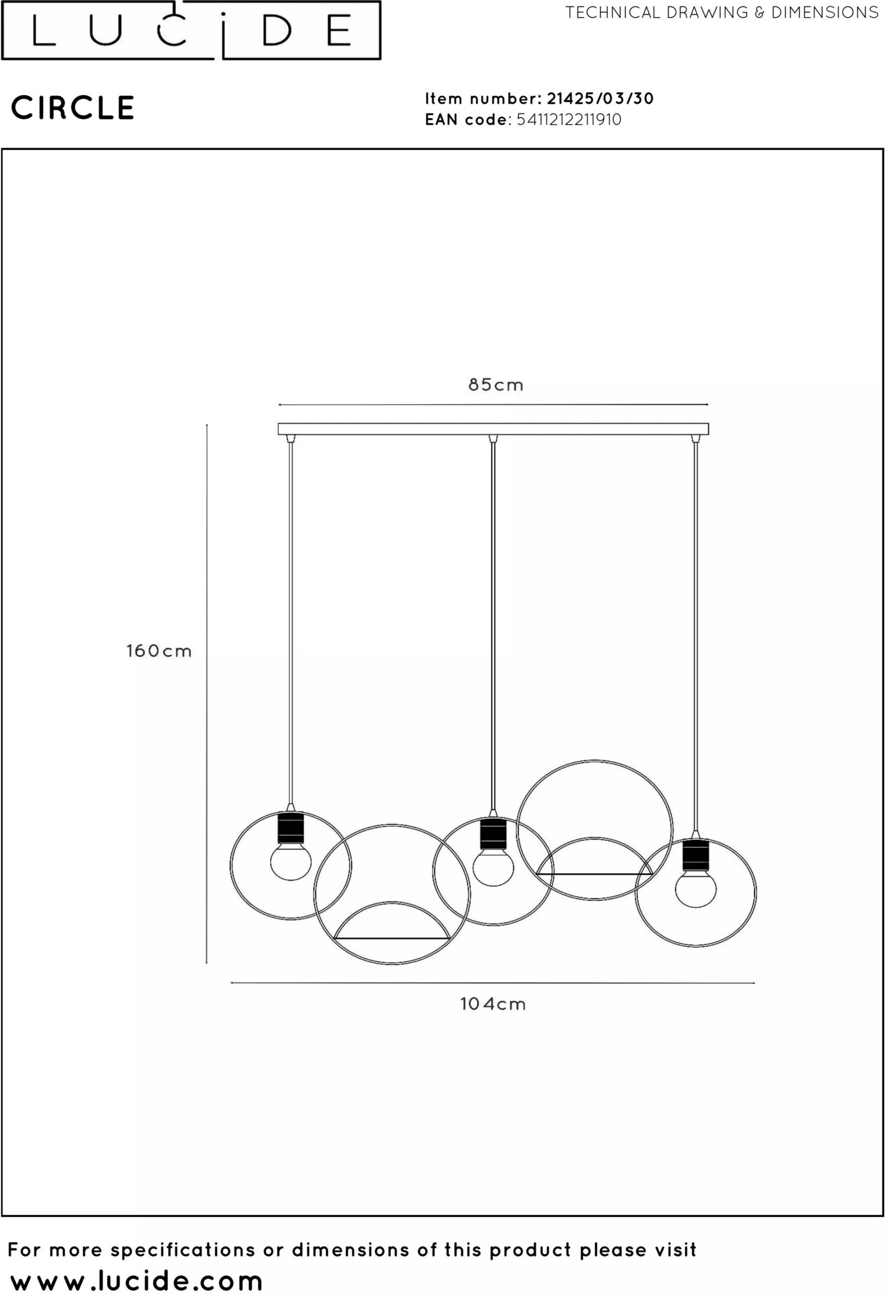Circle Hanglamp - Zwart Lucide Hanglamp 21425/03/30
