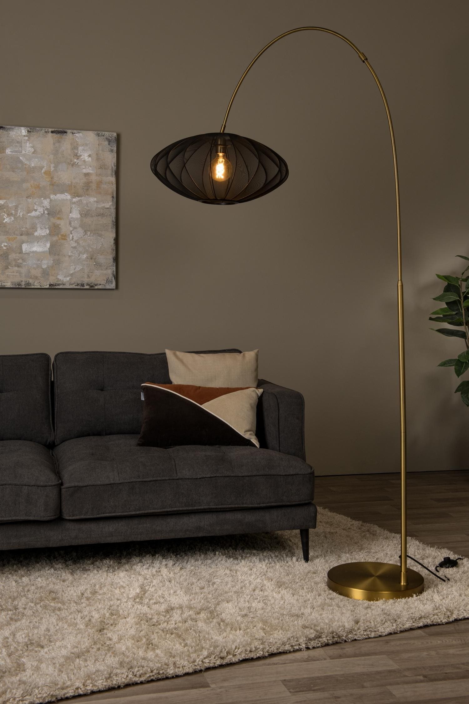 Corina Booglamp - Zwart Lucide Vloerlamp 03747/60/30