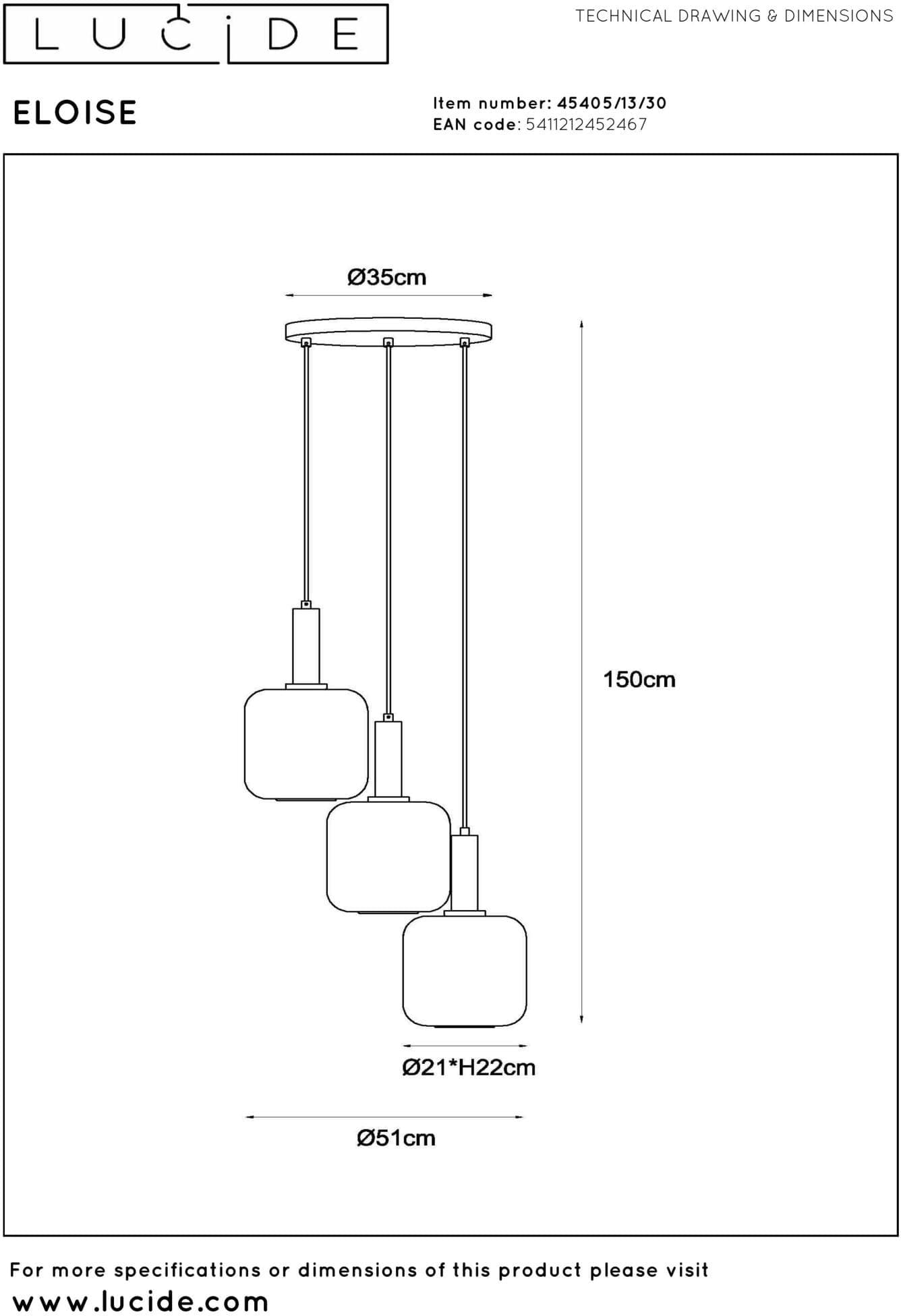 Eloise Hanglamp Ø40 cm - Zwart Lucide Hanglamp 45405/13/30