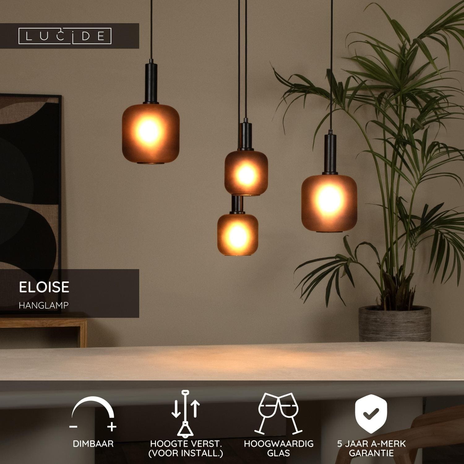 Eloise Hanglamp - Zwart Lucide Hanglamp 45405/04/30