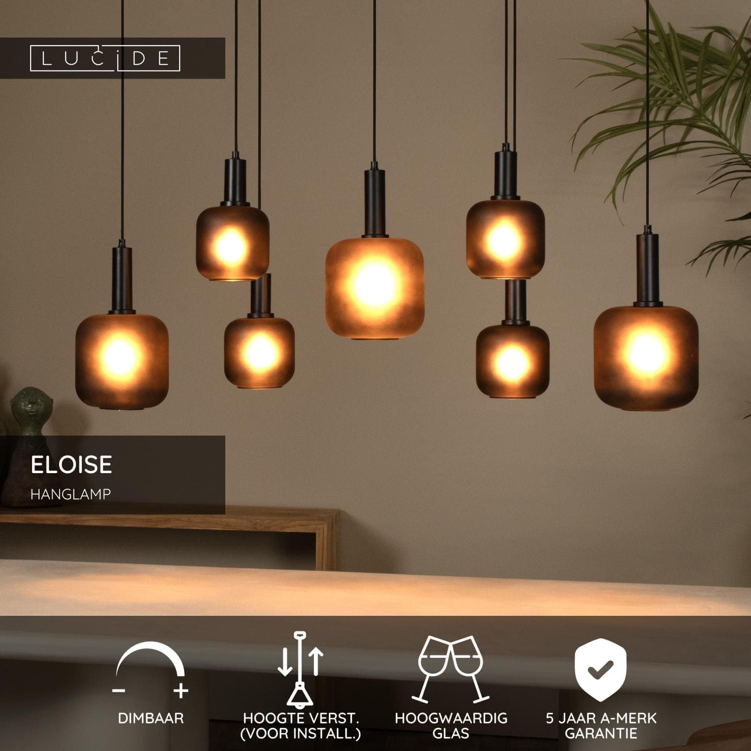 Eloise Hanglamp - Zwart Lucide Hanglamp 45405/07/30