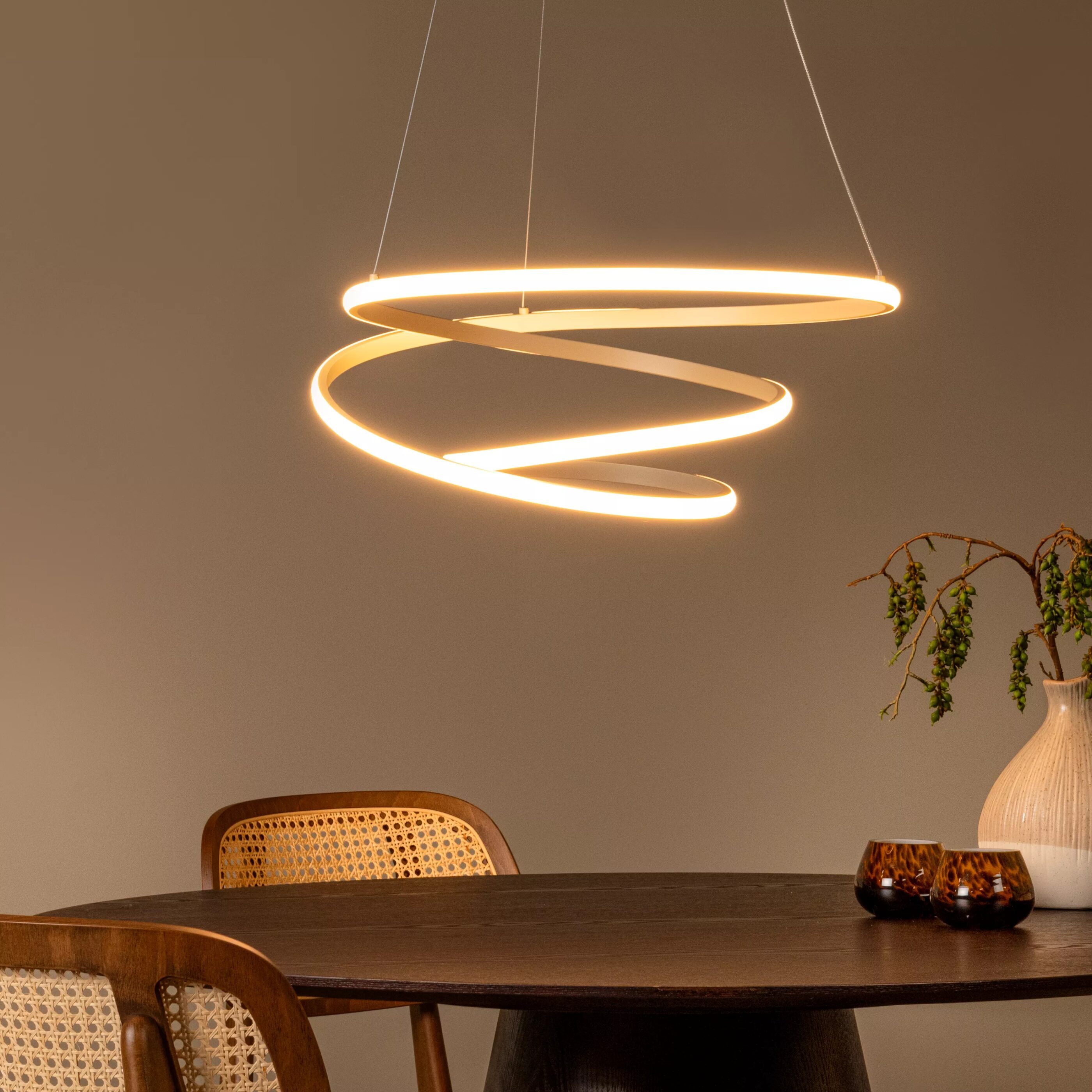 Espiral Hanglamp Led Dimb. Cct - Taupe | Essential Lucide Hanglamp 78403/40/41