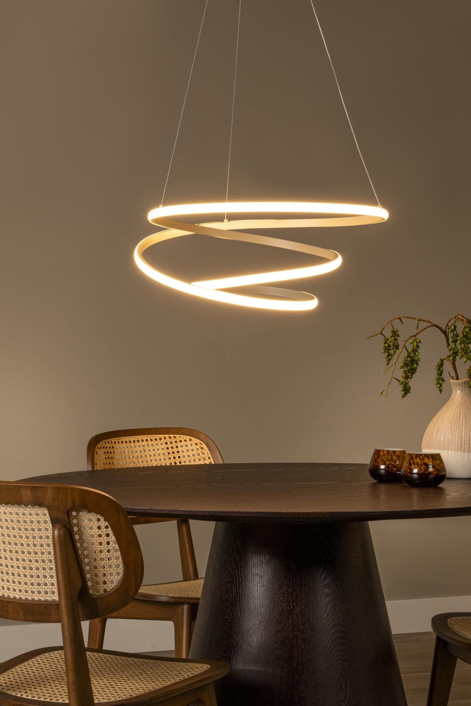 Espiral Hanglamp Led Dimb. Cct - Taupe | Essential Lucide Hanglamp 78403/40/41