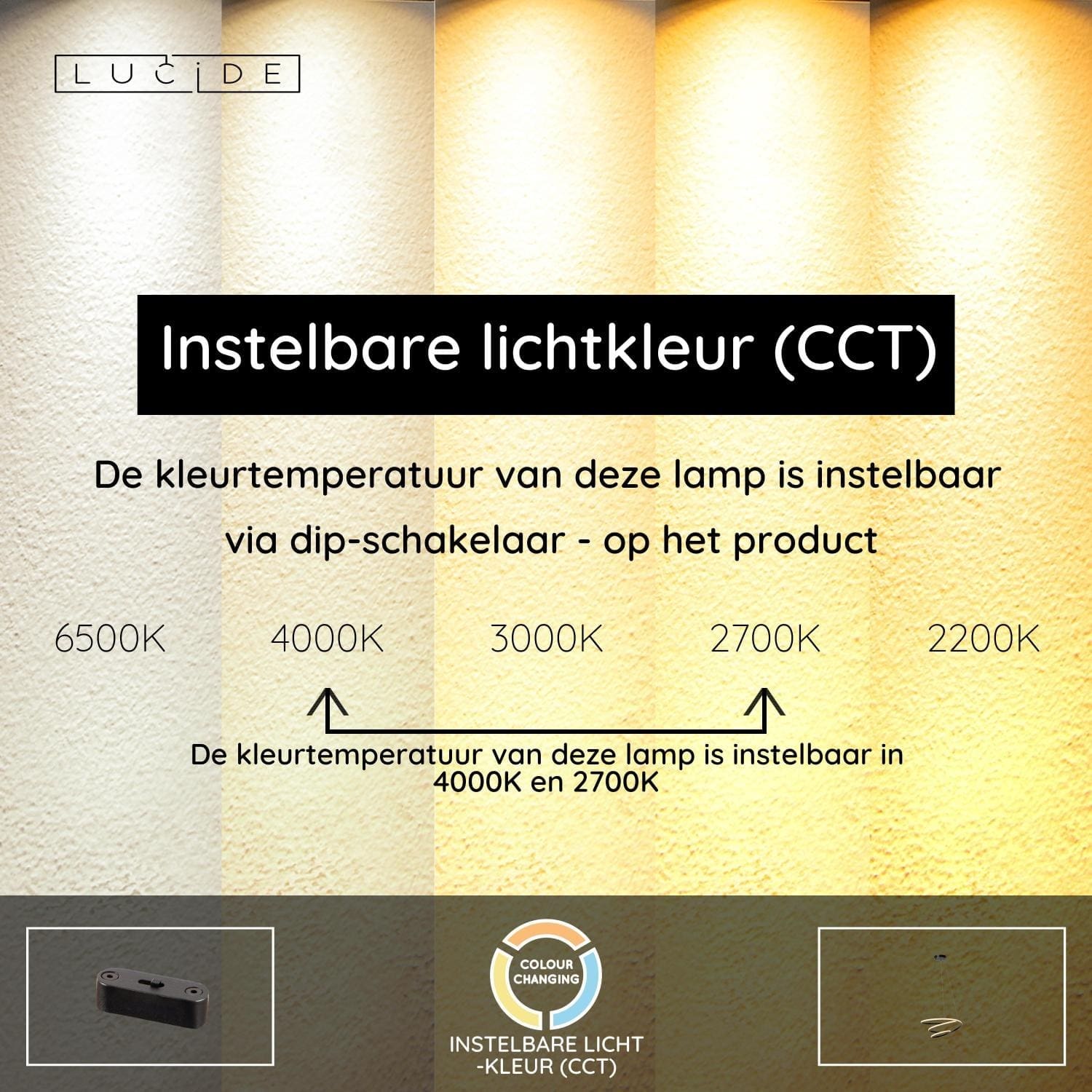 Espiral Hanglamp Led Dimb. Cct - Zwart | Essential Lucide Hanglamp 78403/40/30