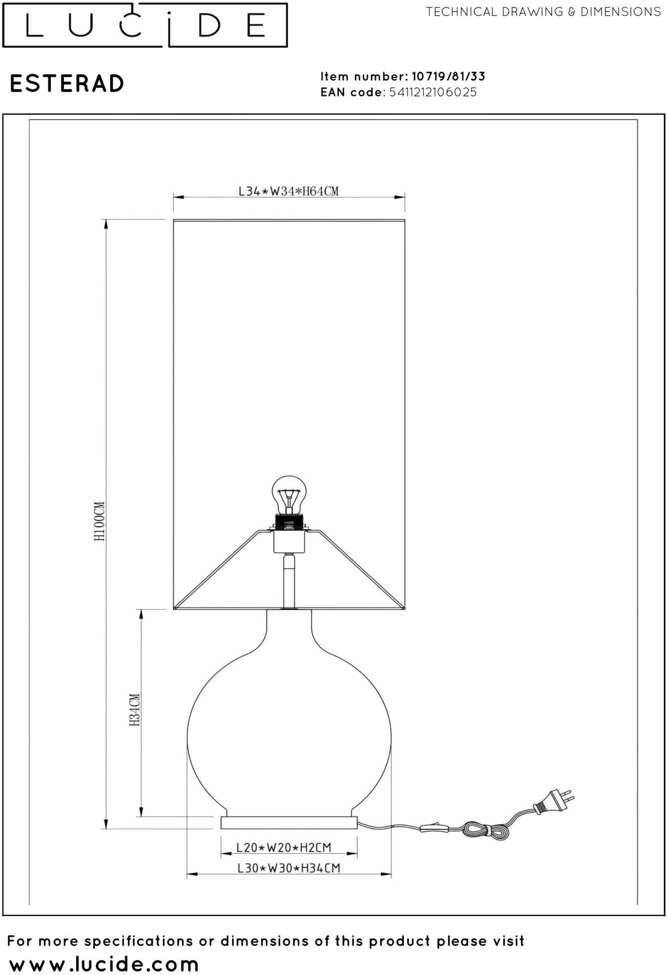 Esterad Vloerlamp Ø34 cm - Groen Lucide Vloerlamp 10719/81/33