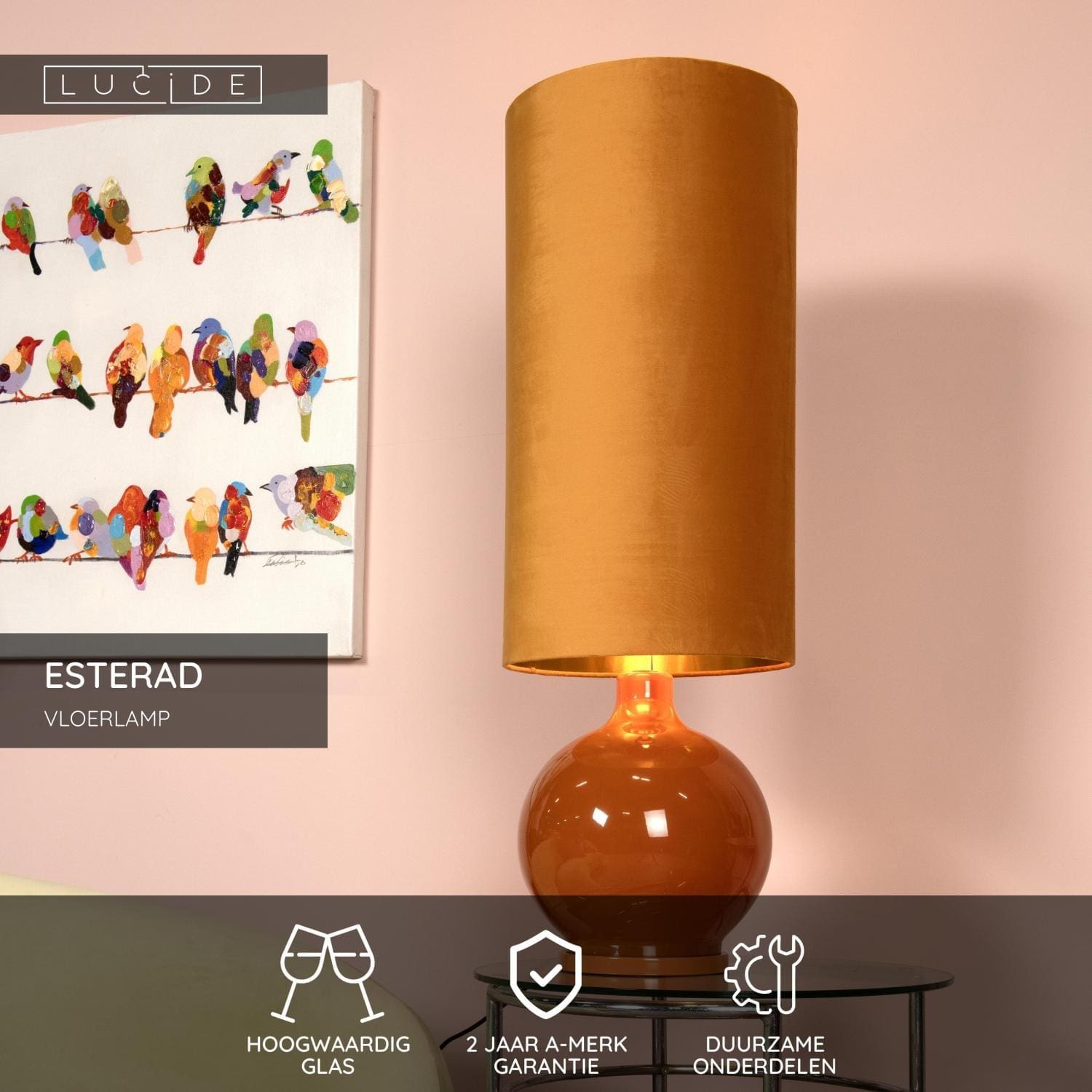 Esterad Vloerlamp Ø34 cm - Okergeel Lucide Vloerlamp 10719/81/44