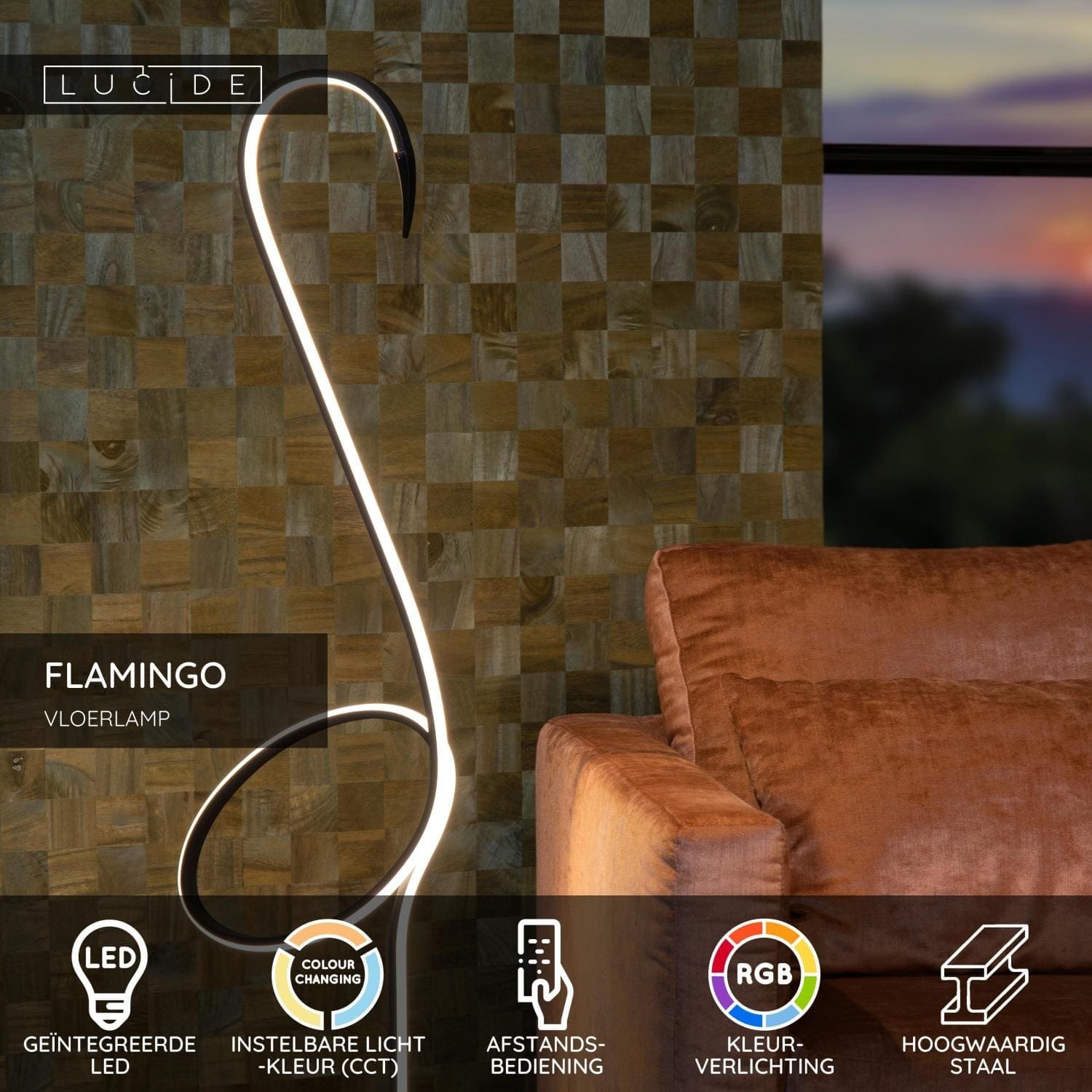 Flamingo Vloerlamp Led - Multicolor Lucide Vloerlamp 05745/14/99