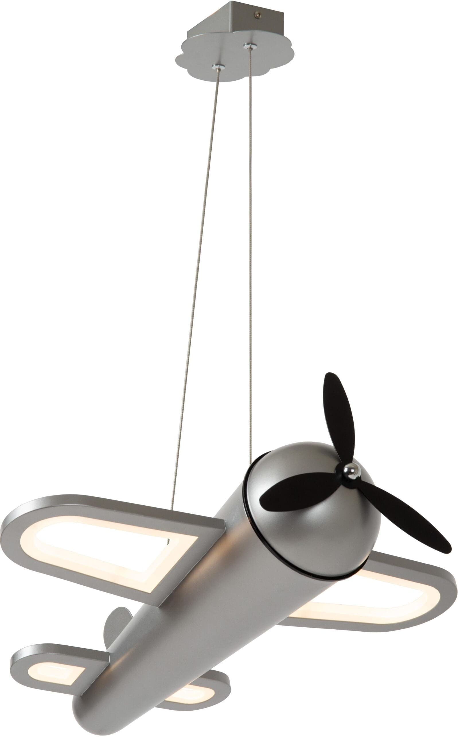 Fokker Hanglamp Kinderkamer Led - Grijs Ijzer Lucide Hanglamp 77490/26/15
