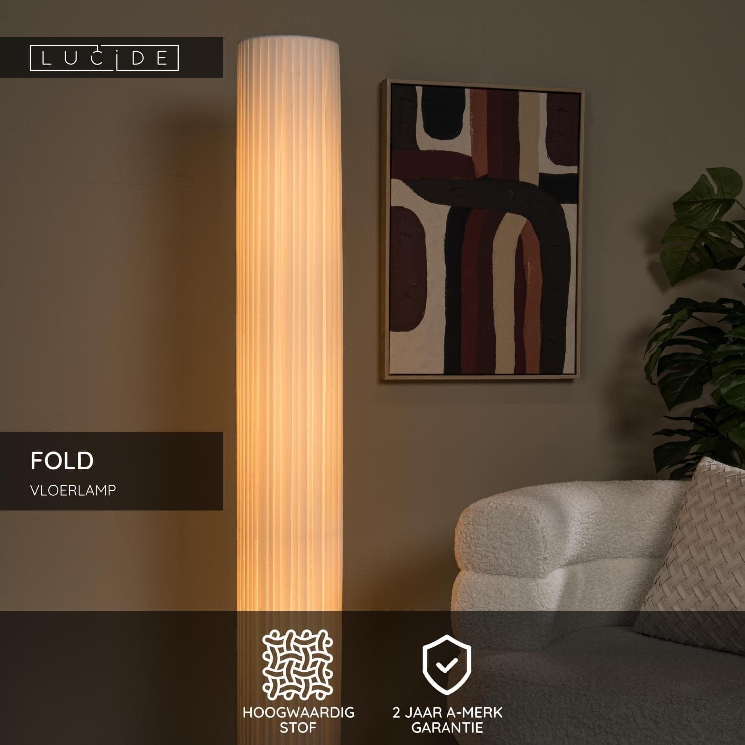 Fold Vloerlamp Ø20 cm - Wit Lucide Vloerlamp 21739/16/31