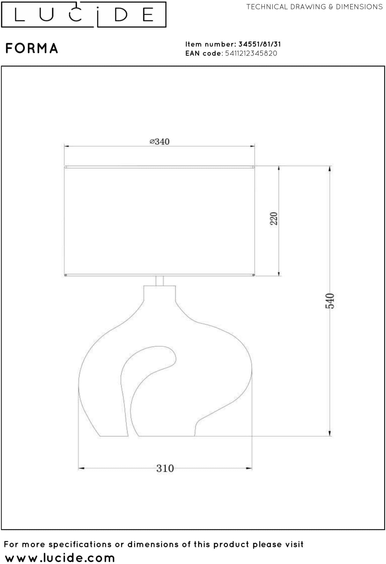 Forma Tafellamp - Wit Lucide Tafellamp 34551/81/31