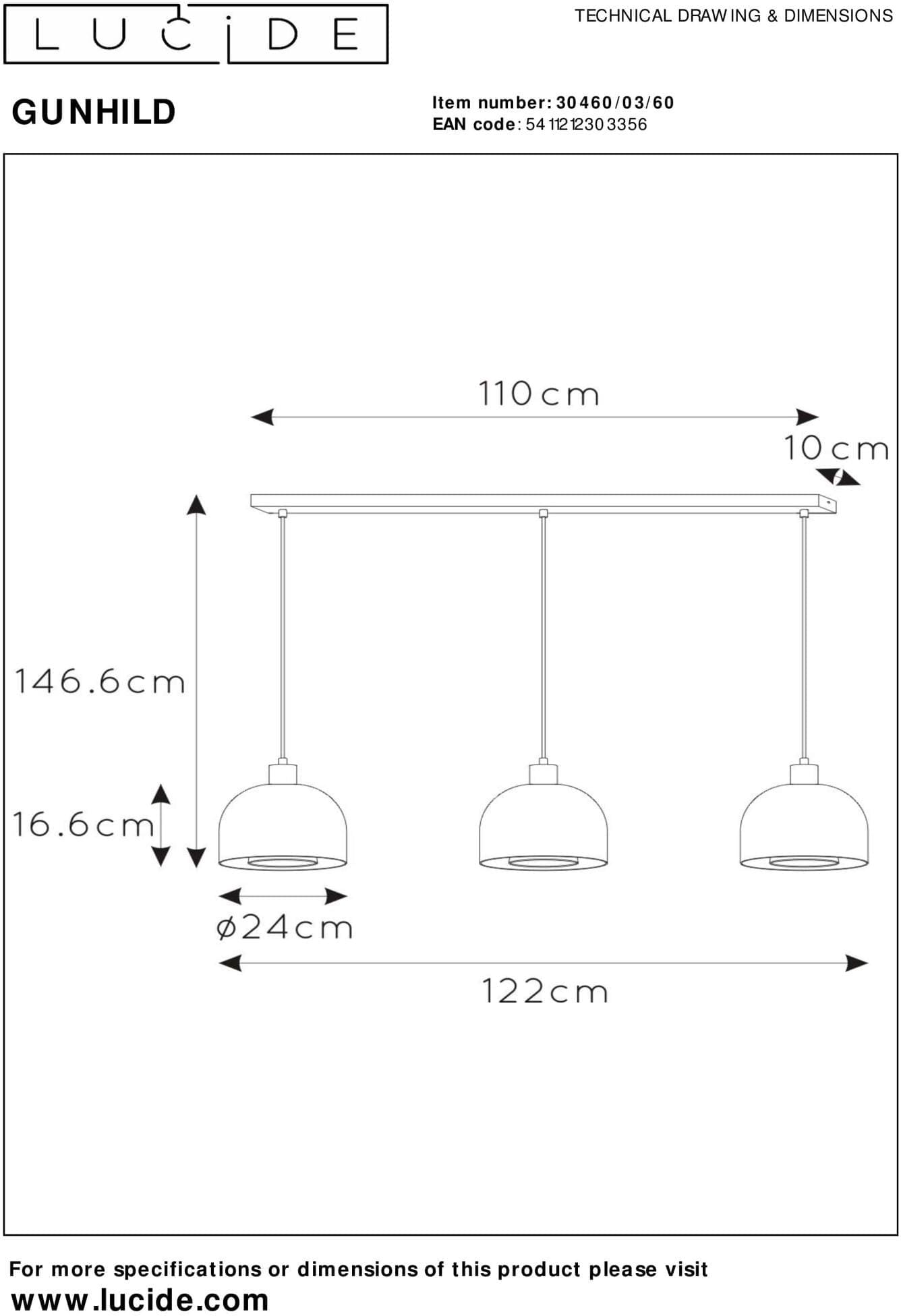 GUnhild Hanglamp - Transparant Lucide Hanglamp 30460/03/60