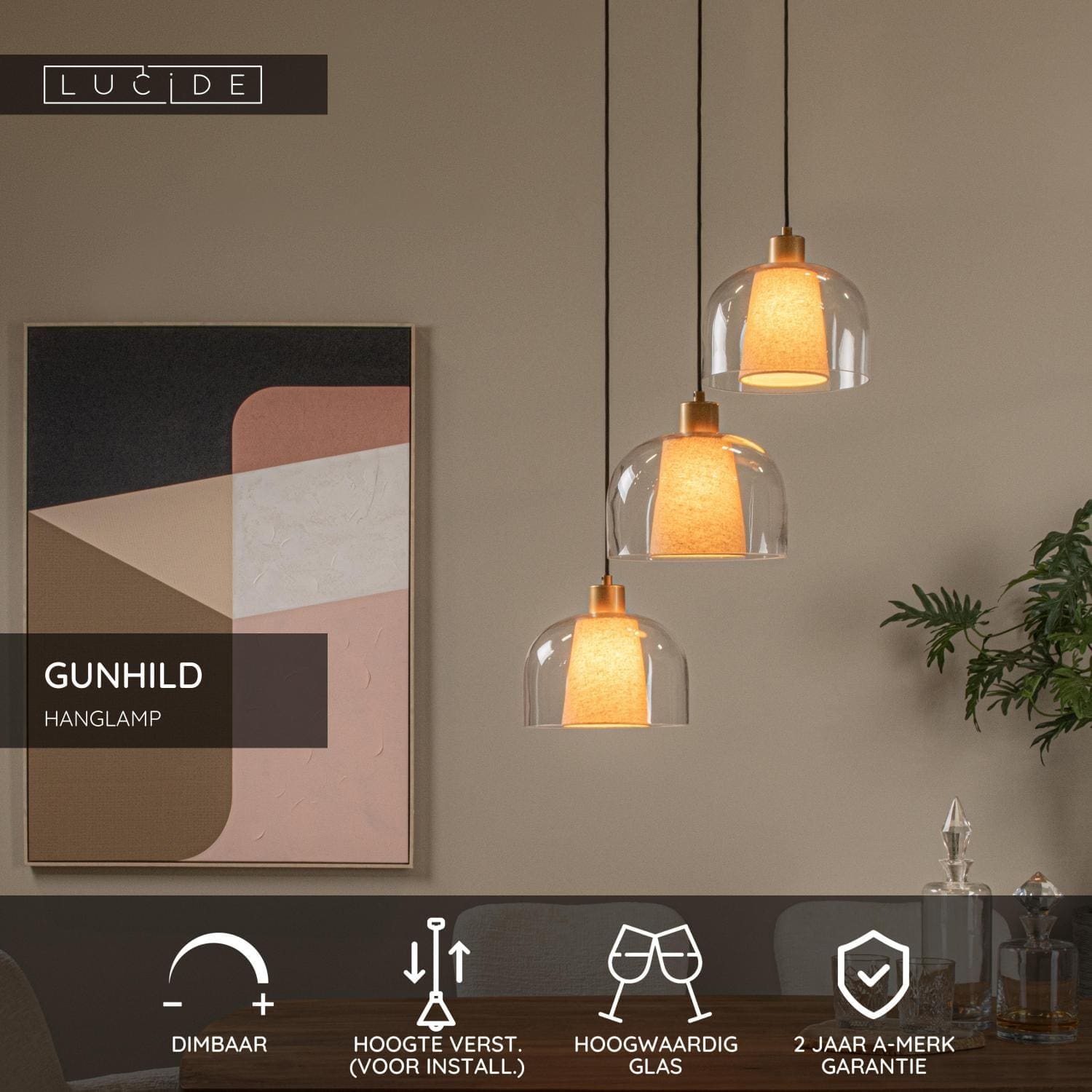 GUnhild Hanglamp - Transparant Lucide Hanglamp 30460/13/60