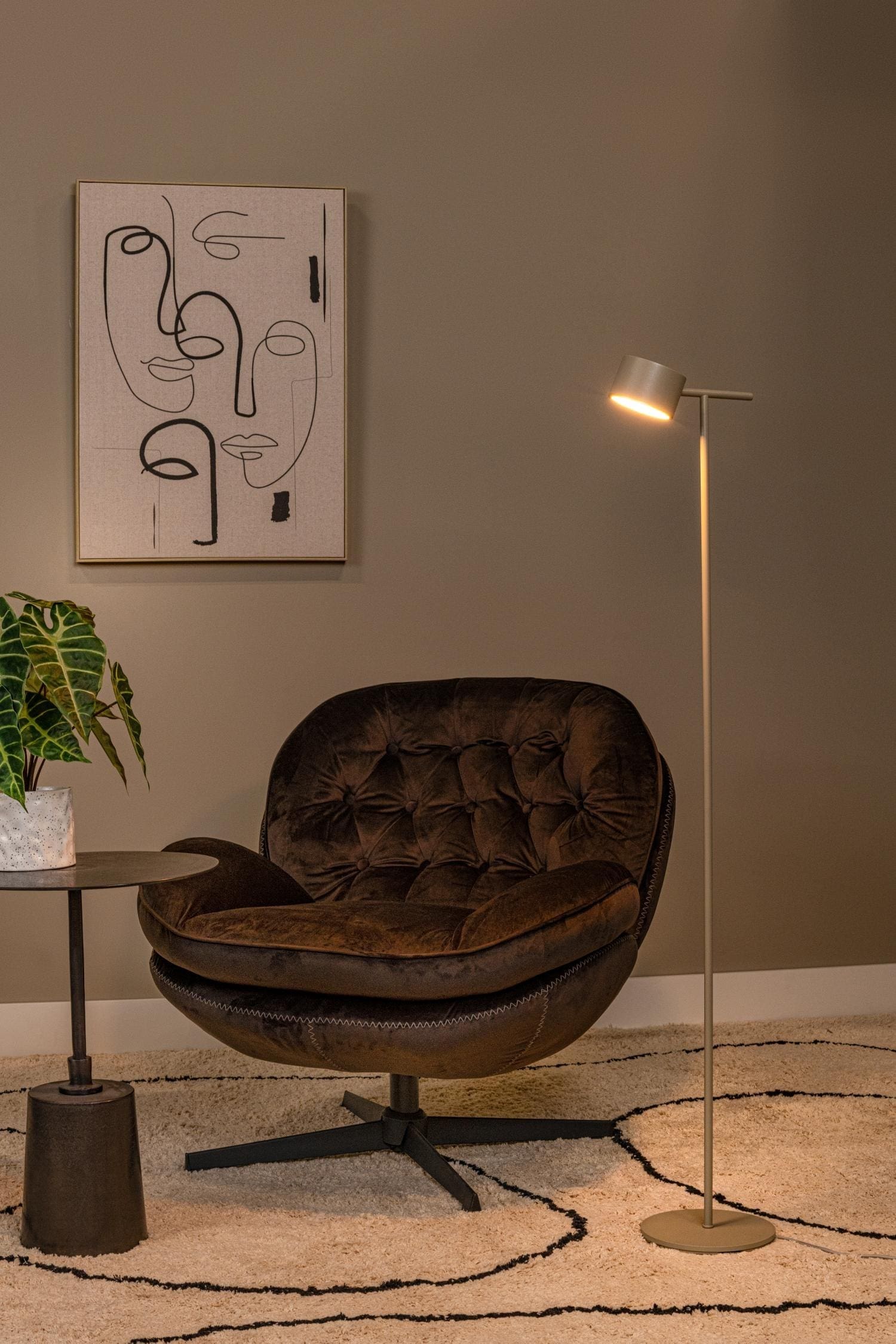 Gian Vloerlamp Led Dimb. - Taupe Lucide Vloerlamp 44717/08/41