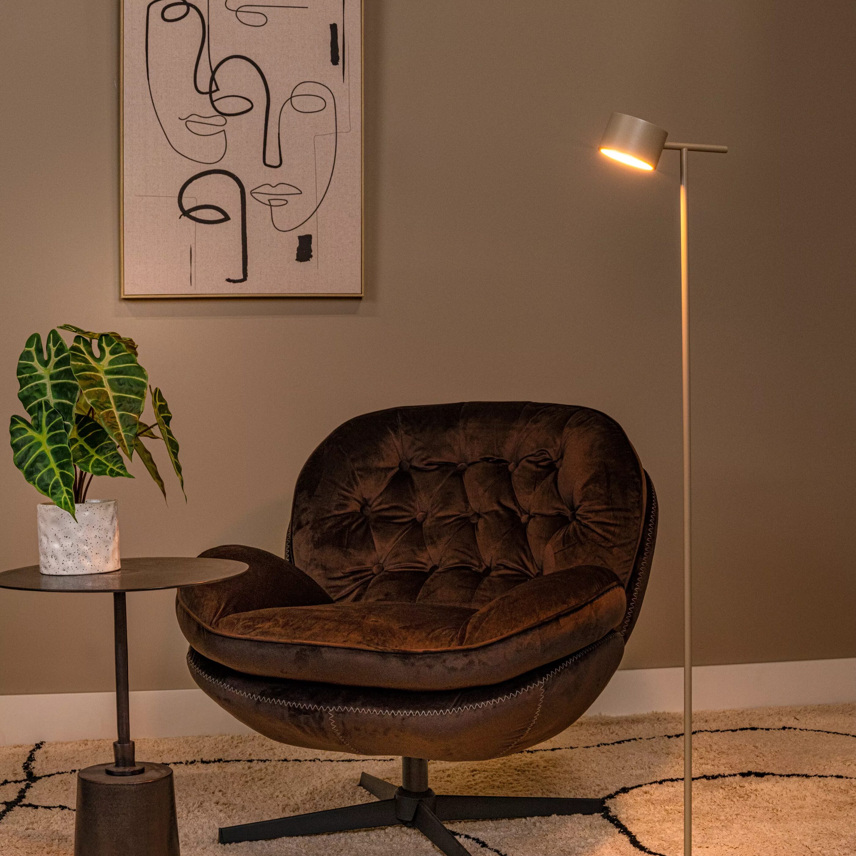 Gian Vloerlamp Led Dimb. - Taupe Lucide Vloerlamp 44717/08/41