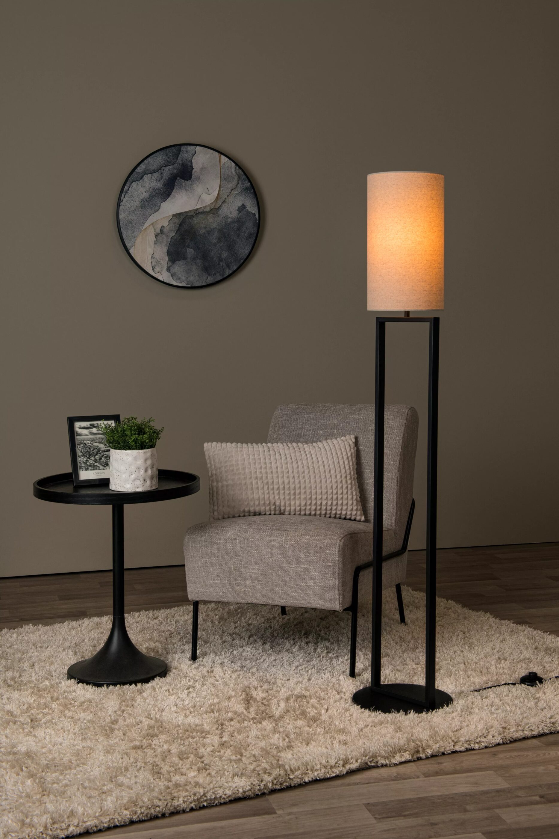 Herman Vloerlamp Ø26 cm - Beige Lucide Vloerlamp 30762/81/38