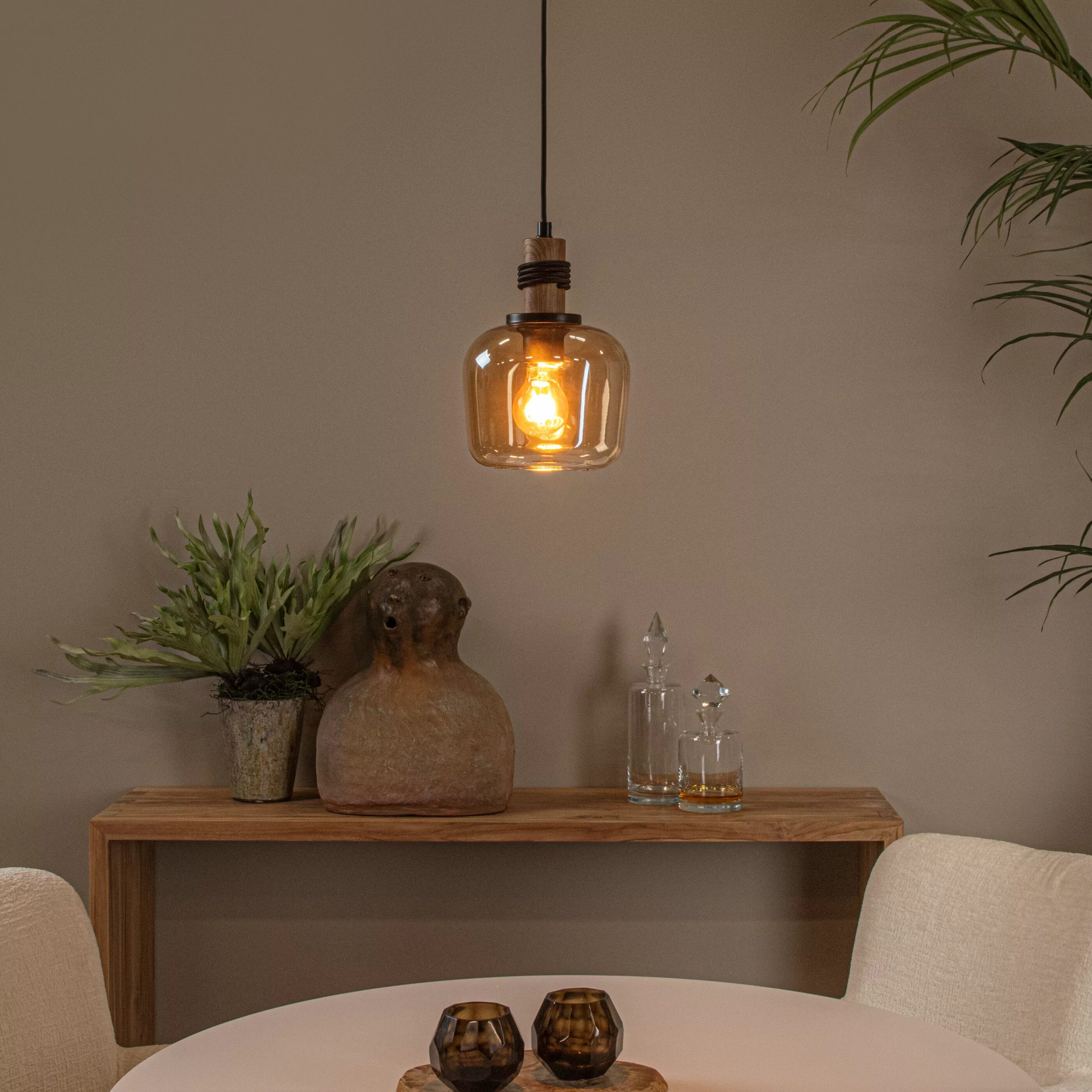 Ilona Hanglamp Ø18 cm - Amber Lucide Hanglamp 45408/18/62
