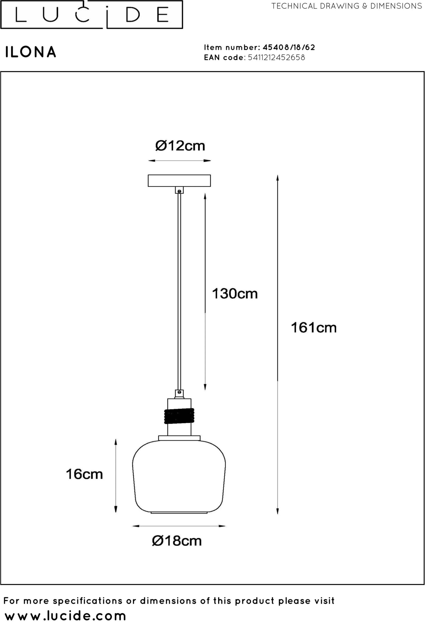 Ilona Hanglamp Ø18 cm - Amber Lucide Hanglamp 45408/18/62