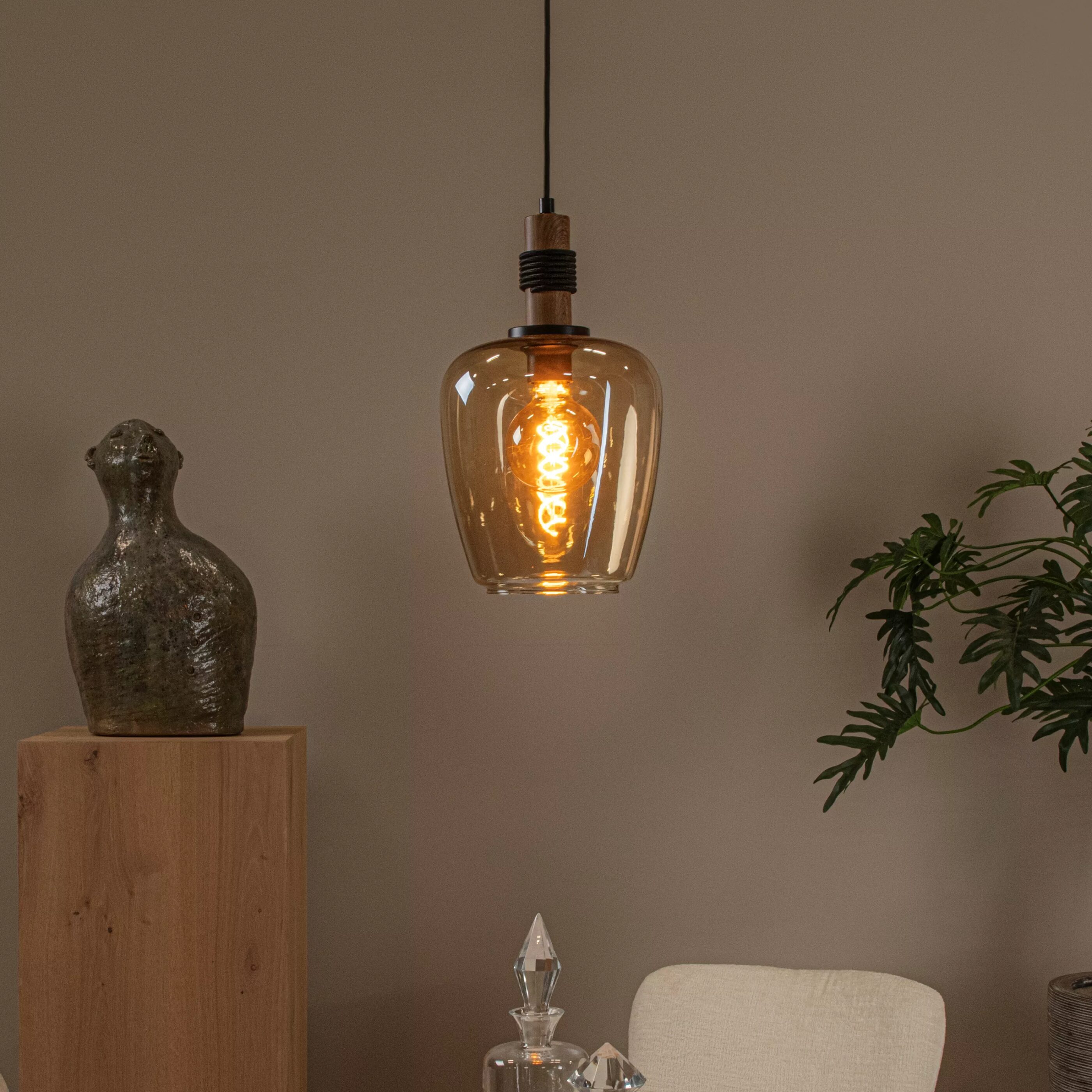 Ilona Hanglamp Ø22 cm - Amber Lucide Hanglamp 45408/22/62