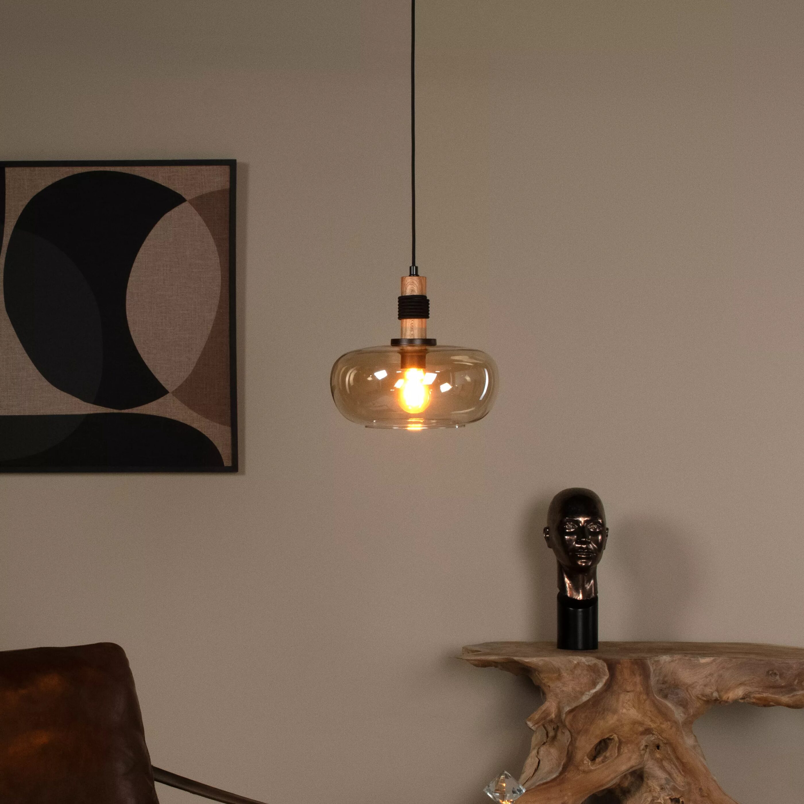 Ilona Hanglamp Ø30 cm - Amber Lucide Hanglamp 45408/30/62