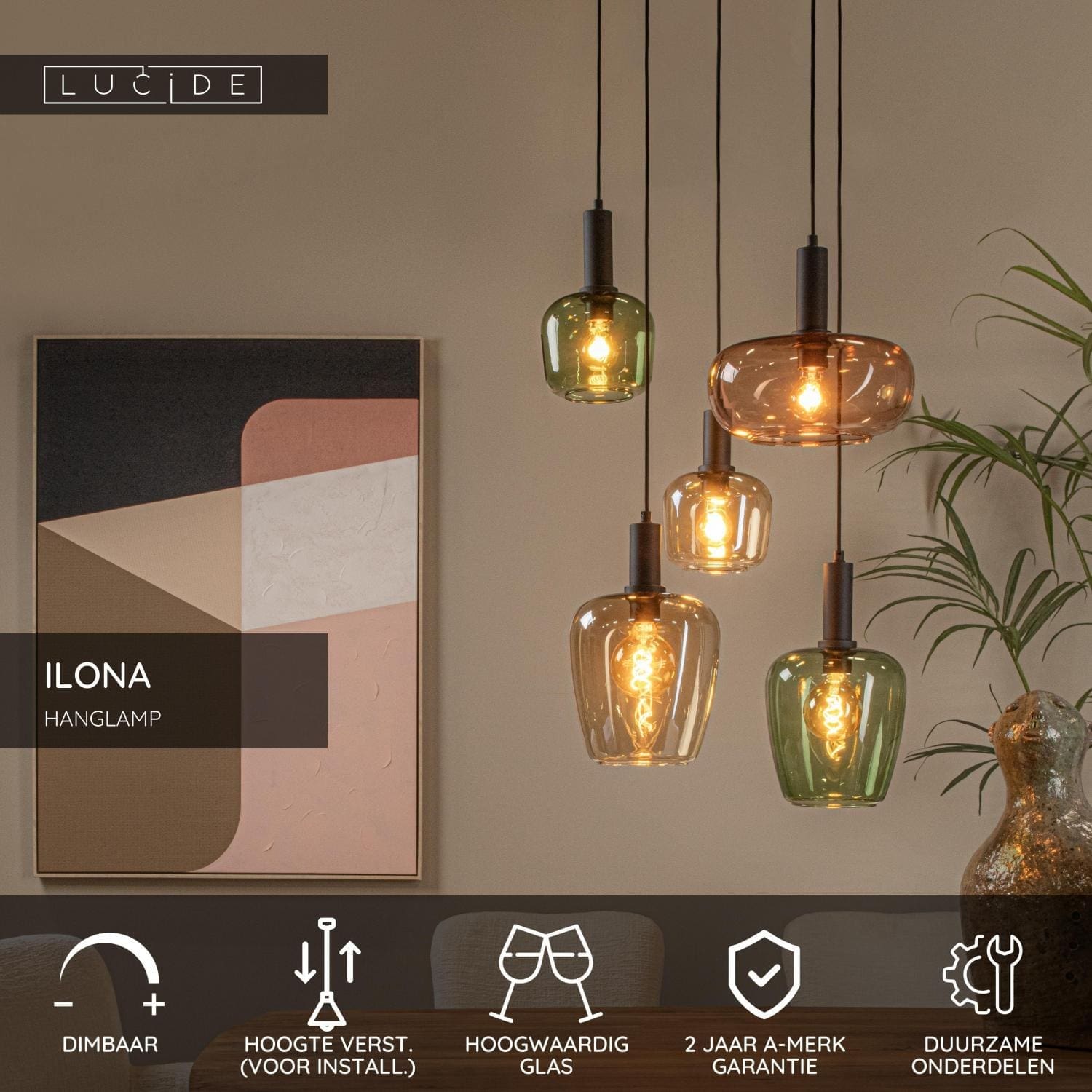 Ilona Hanglamp - Zwart Lucide Hanglamp 45408/15/99