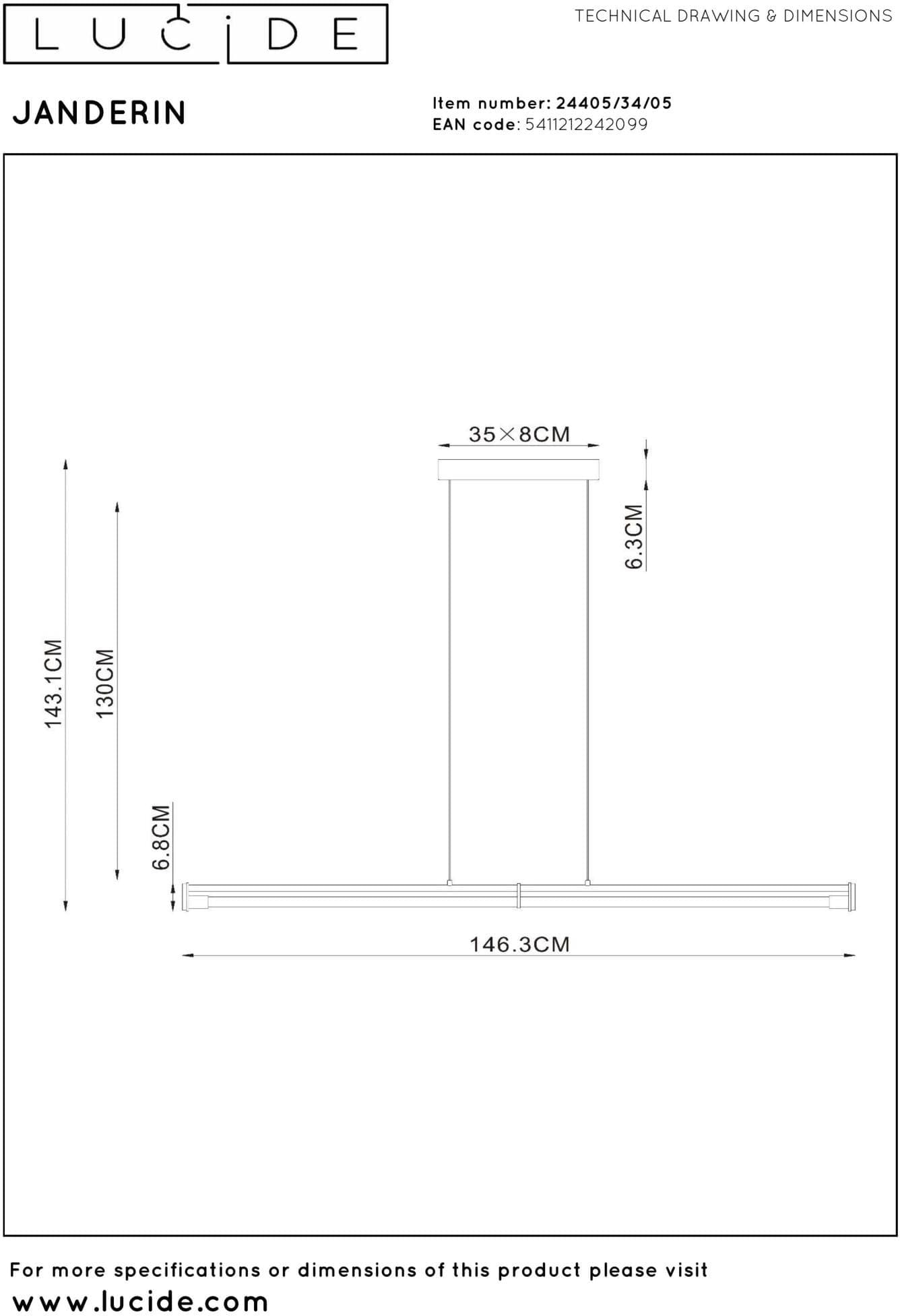 Janderin Hanglamp Led Dimb. Cct 2x16,5w 2200k/3300k - Champagne Kleur | Vibes Lucide Hanglamp 24405/34/05