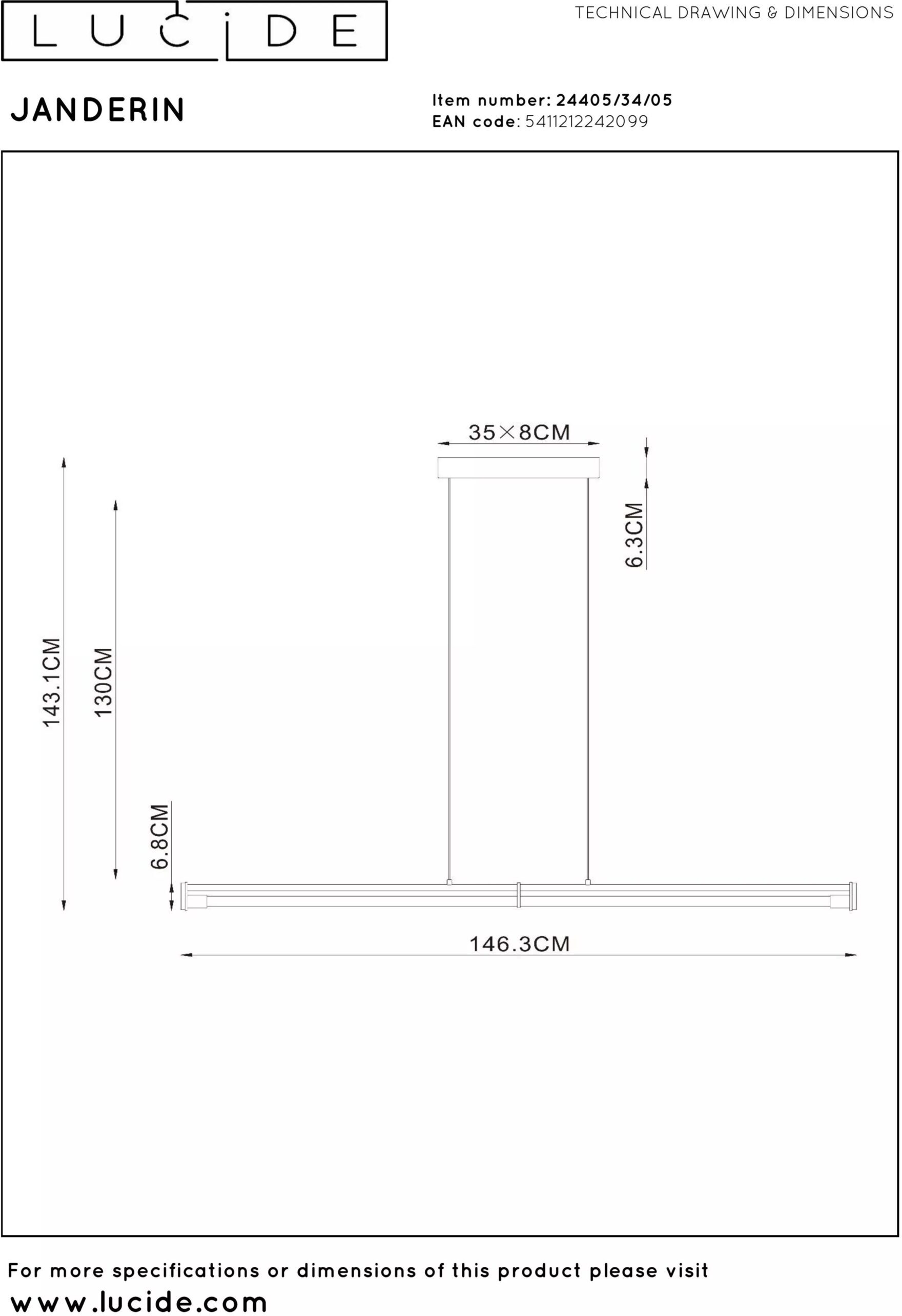 Janderin Hanglamp Led Dimb. Cct 2x16,5w 2200k/3300k - Champagne Kleur | Vibes Lucide Hanglamp 24405/34/05