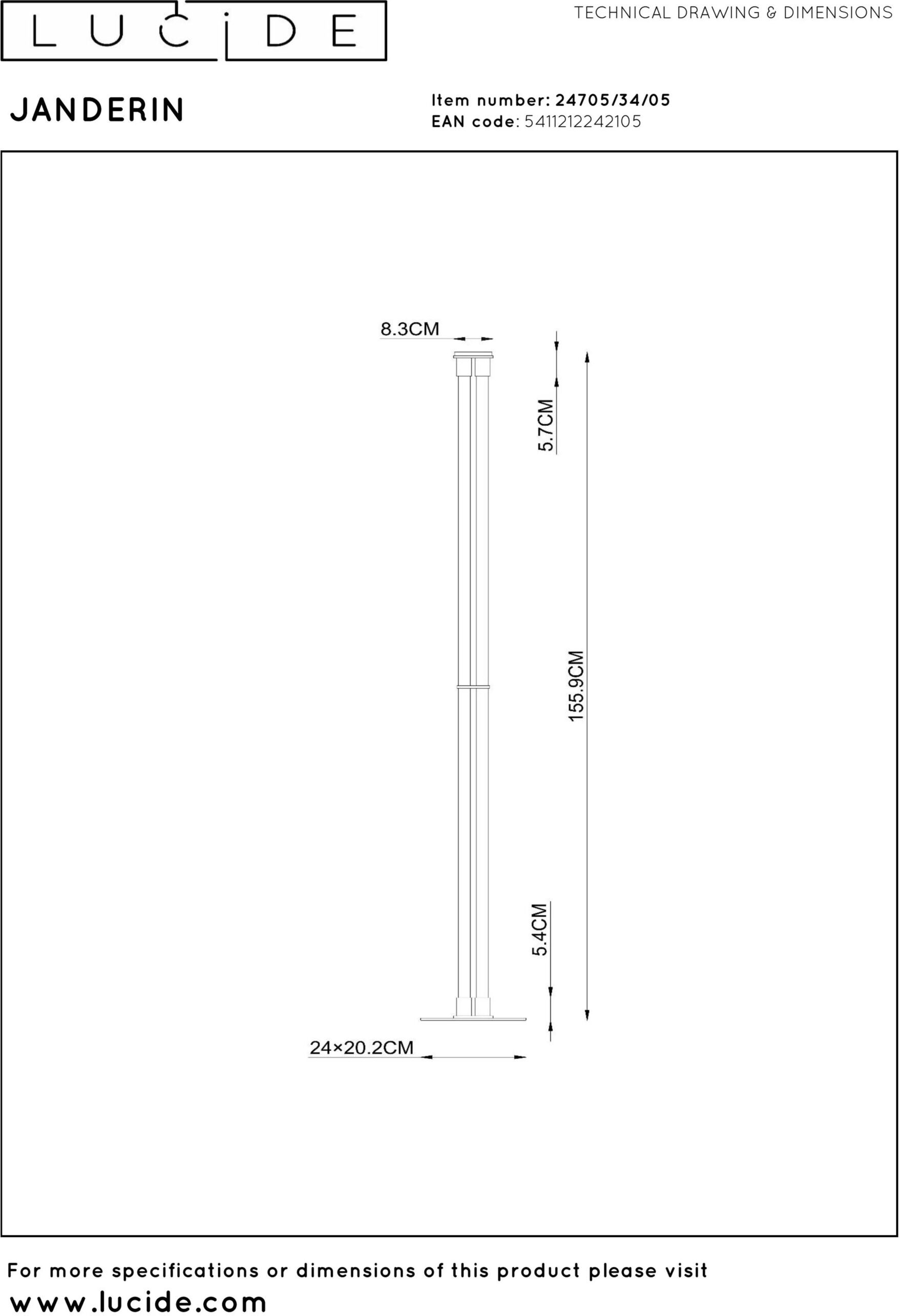 Janderin Vloerlamp Led Dimb. Cct 2x17w 2200k/3300k - Champagne Kleur | Vibes Lucide Vloerlamp 24705/34/05